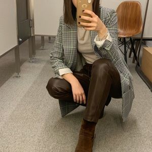 Double breasted check blazer